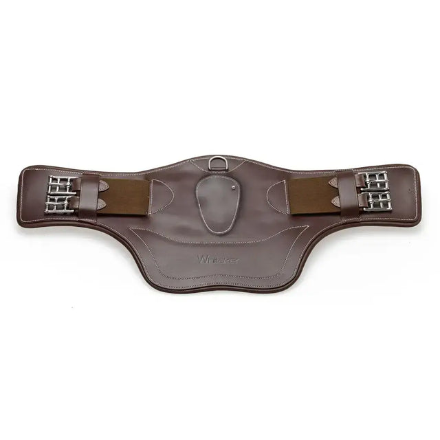 Brown leather whitaker lw022 event saddle pad with silver buckles and stitching for event guard havana style