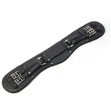 Black leather dressage girth black whitaker lw072 chicago with silver toned metal buckles and straps