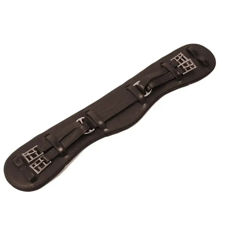 Black leather dressage girth havana with silver metal buckles and adjustment straps whitaker lw072 chicago model