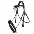 Black leather whitaker lynton snaffle bridle with decorative silver rhinestone spare browband black and pink buttons