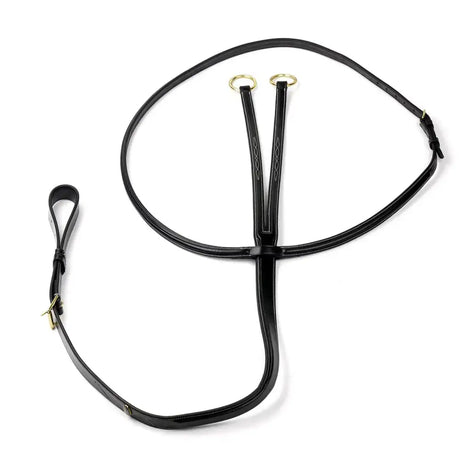 Black leather horse harness with gold-toned rings and buckle in whitaker ma052 valencia luxury martingale black