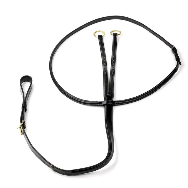 Black leather horse harness with gold-toned rings and buckle in whitaker ma052 valencia luxury martingale black