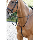 Black leather whitaker ma077 barton martingale black with silver metal hardware for comfortable horse control