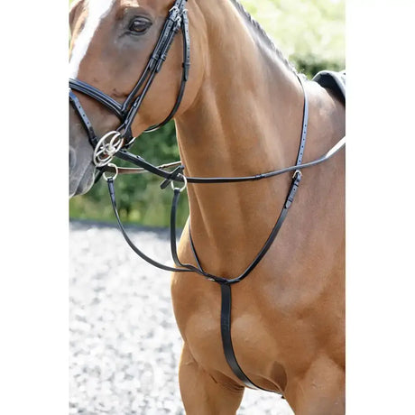 Black leather whitaker ma077 barton martingale black with silver metal hardware for comfortable horse control
