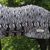 Black and white zebra fly rug zebra print fly rug with adjustable straps and whitaker r236 label from marwell fly rug line