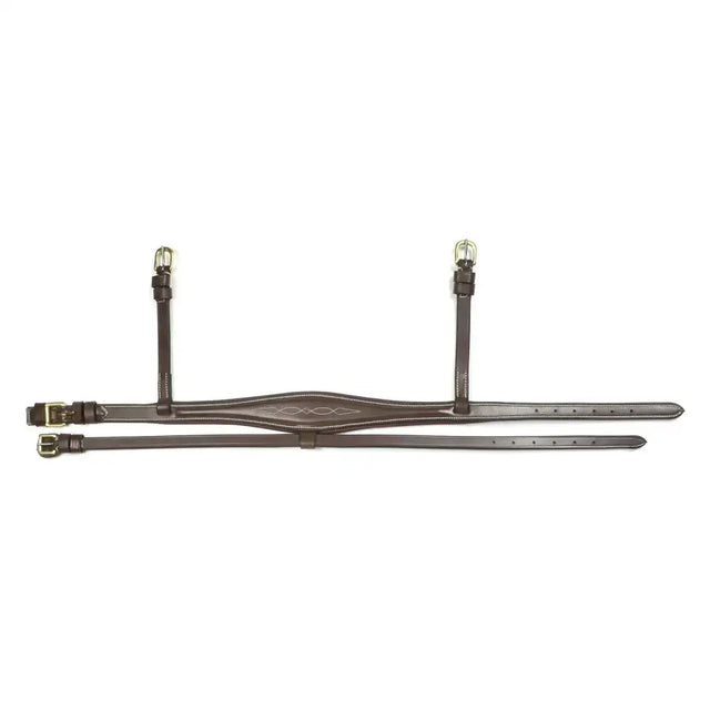 Brown leather whitaker nb100 flash noseband havana with silver stitching and brass hardware for horses