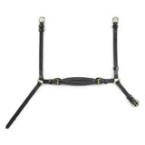 Black leather whitaker nb101 drop noseband with silver buckles and white stitching for horses mouth control