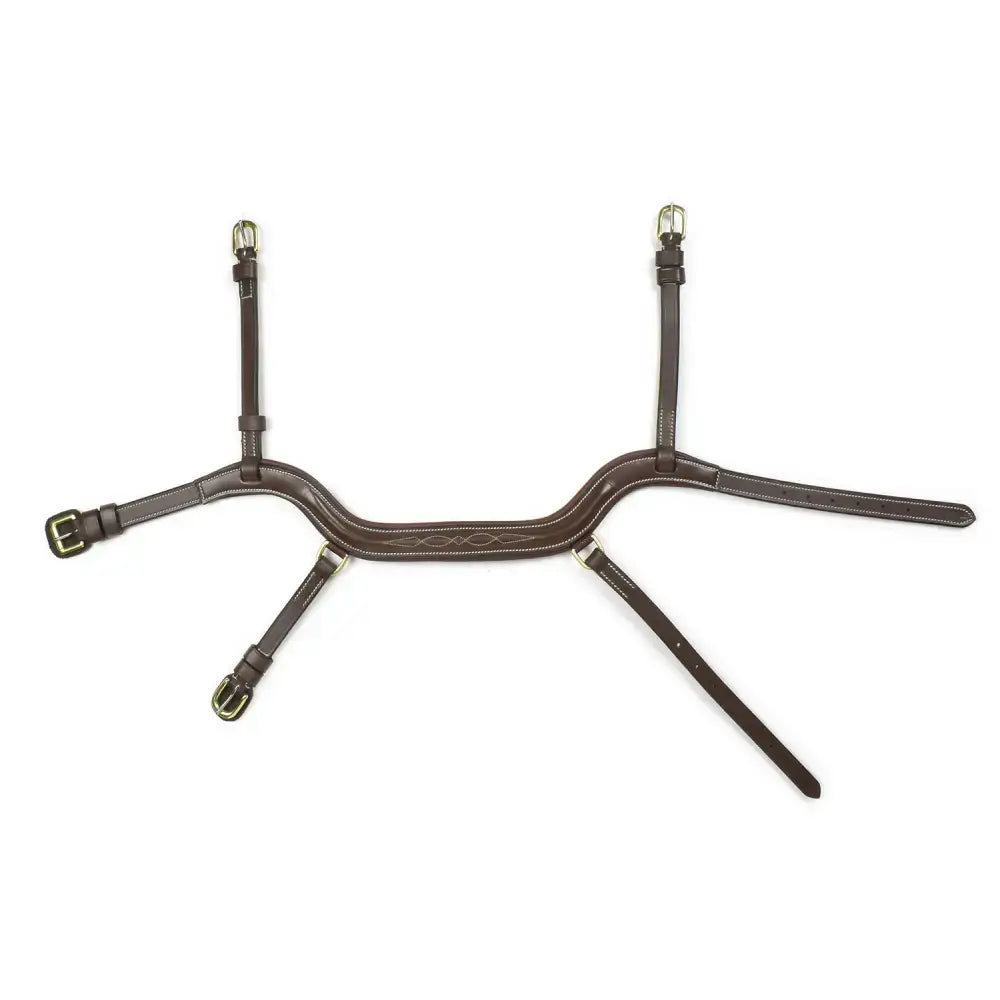 Brown leather whitaker nb103 combo noseband havana with silver buckles and decorative stitching for horses