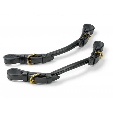 Black leather whitaker pr pelham roundings with gold buckles for two points pelham roundings use
