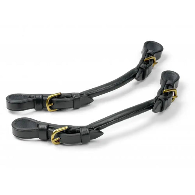 Black leather whitaker pr pelham roundings with gold buckles for two points pelham roundings use