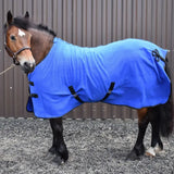 Bright blue whitaker r373 bilbao bonded fleece rug with black straps and braided tie in royal blue navy colors