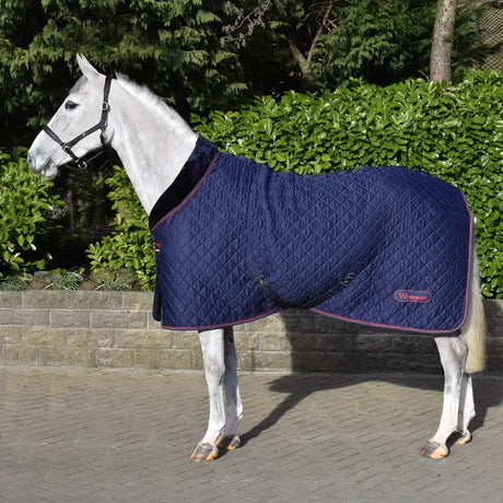 Navy cozy rug whitaker r472 rastrick v2 100g quilted horse blanket with black trim and pink stitching windsor logo