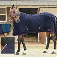 Navy blue whitaker rastrick fleece rug with reflective binding and black straps for horse warmth and safety