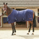 Navy blue whitaker rastrick summer horse blanket with gray adjustable buckle fastenings and subtle red trim