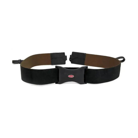 Black whitaker ready elastic chest strap with brown lining and sturdy adjustable buckle treated with special unemulsified oil