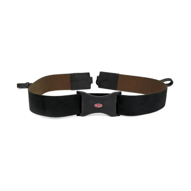 Black whitaker ready elastic chest strap with brown lining and sturdy adjustable buckle treated with special unemulsified oil