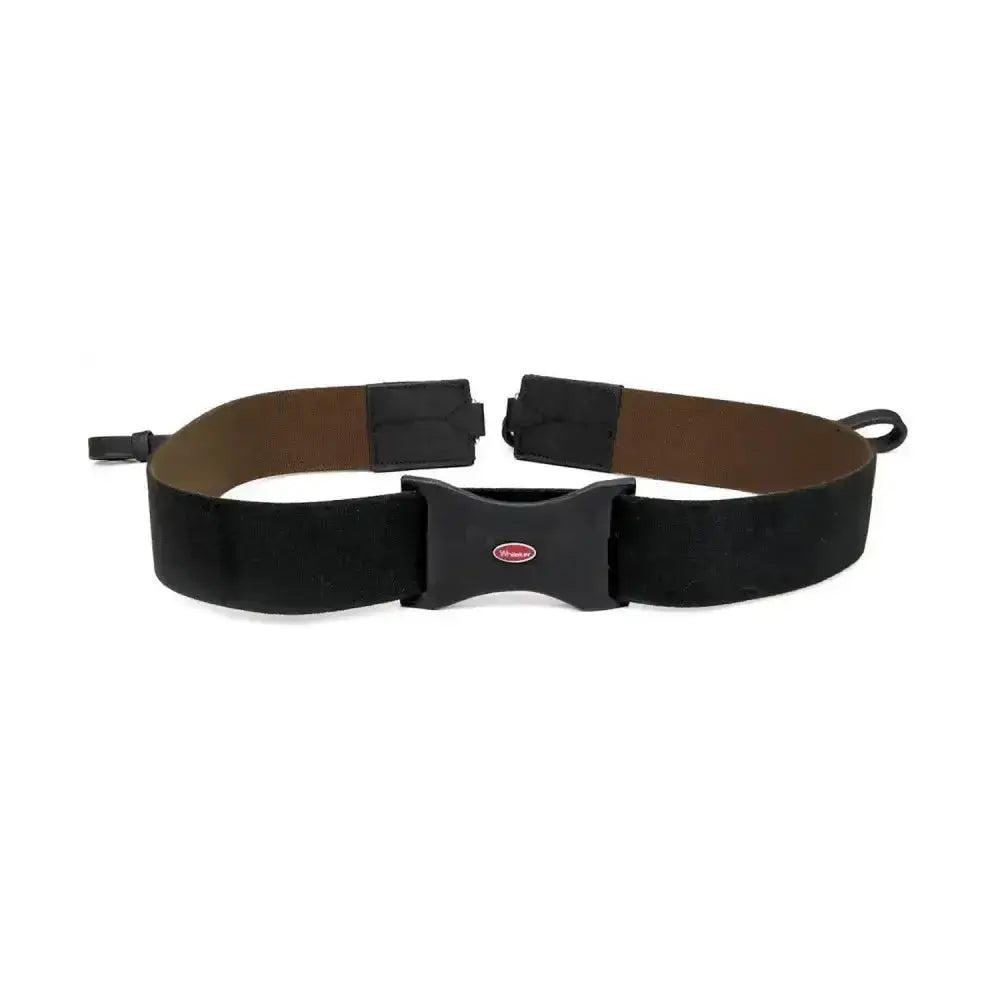 Black whitaker ready elastic chest strap with adjustable buckle and brown inner lining treated with special unemulsified oil