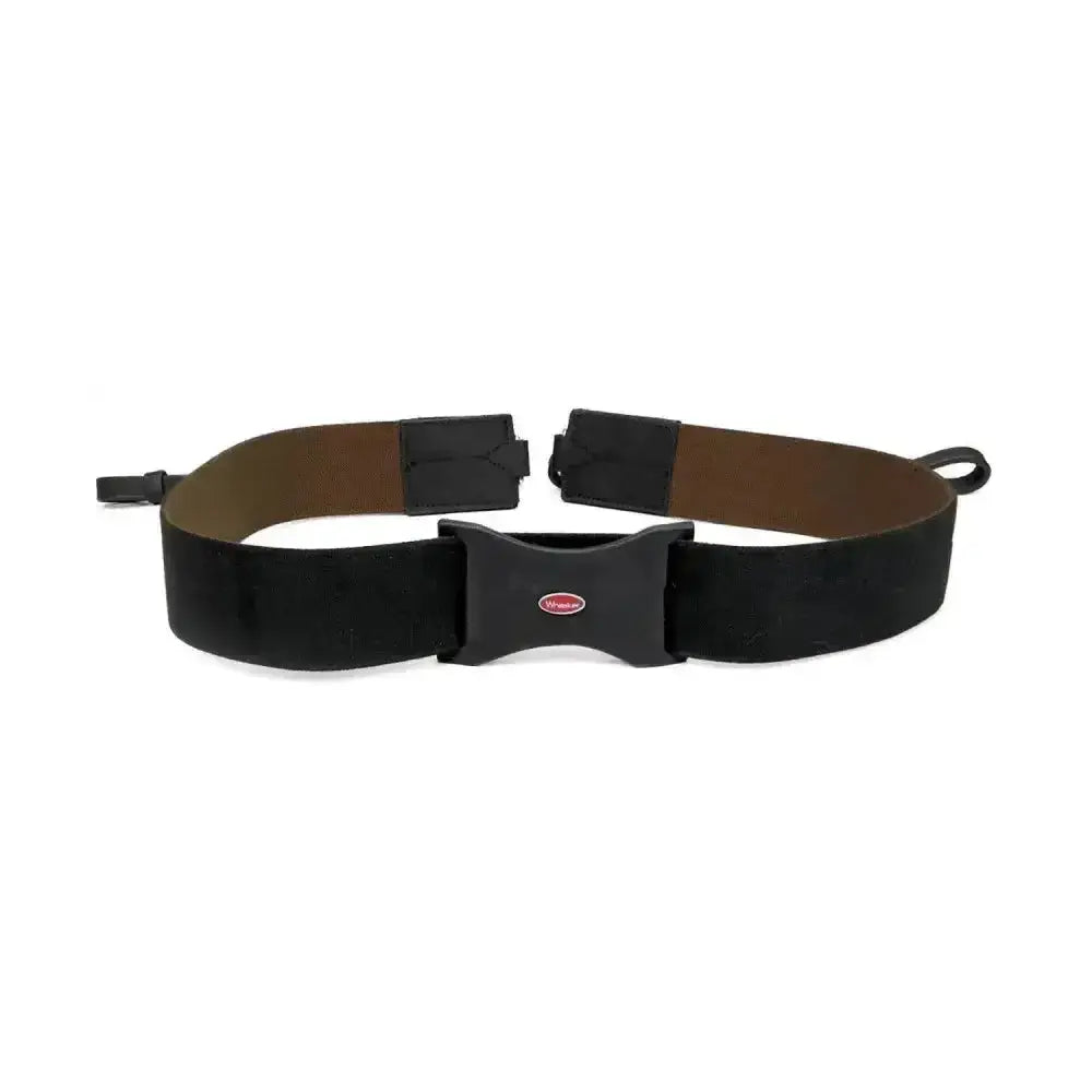 Black whitaker ready elastic chest strap with sturdy adjustable buckle and brown inner lining treated with special unemulsified oil