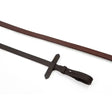 Brown leather whitaker ready rubber reins with black cross handle and buckle featuring raised dotted grip