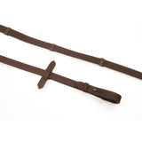 Brown leather Whitaker ready to ride webbed reins with crack resistant leather and flexible canvas grip, reinforced stitching
