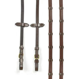 Brown leather whitaker rer0101 buckle 9-loop reins havana with brass buckles and stitched leather loops detailing
