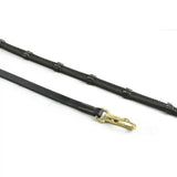 Black leather reins black whitaker rer0103 snap clip with gold tone hardware and braided texture for horse riding