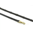 Black leather reins with braided texture and gold tone hardware whitaker rer0103 snap clip 9 loop reins black