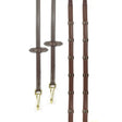 Brown leather whitaker rer0103 reins havana with brass snap clip and stitched detailing for horse riding use