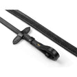 Black leather whitaker rer048a eastwood rubber reins with textured dotted pattern and polished metal buckle