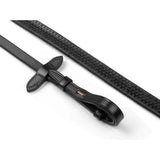 Black leather whitaker rer048a eastwood rubber reins with textured dotted pattern and polished metal buckle