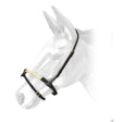 Black leather whitaker rnb rope noseband black with gold metal hardware and light beige noseband detail