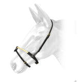 Black leather whitaker rnb rope noseband black with gold metal hardware and light beige noseband detail