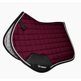 Maroon quilted whitaker sc160 club close contact saddle pad with black trim white piping and gray underside
