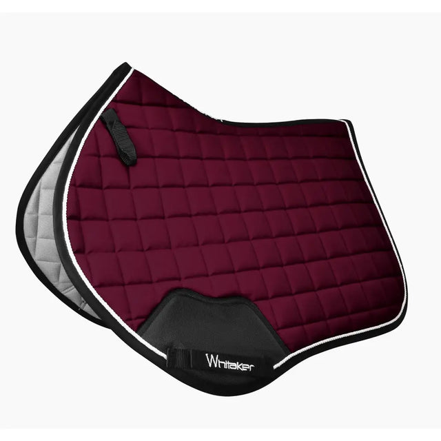 Maroon quilted whitaker sc160 club close contact saddle pad with black trim white piping and gray underside