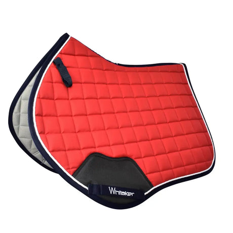Red quilted whitaker sc160 club close contact saddle pad red with navy trim and black reinforced front patch