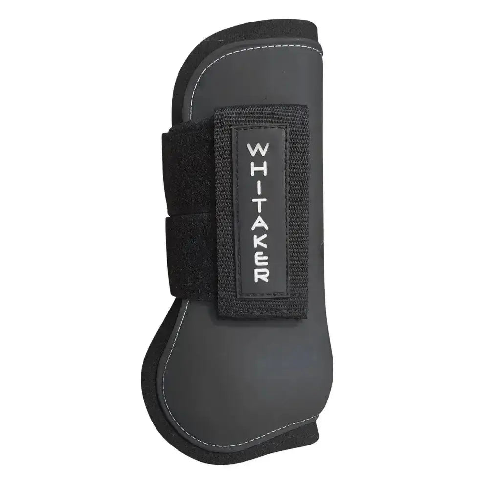 Black whitaker skipton tendon fetlock boots set with velcro strap white stitching effect pu shell