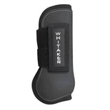 Black whitaker skipton tendon and fetlock boots set with textured strap white stitching and effect pu shell