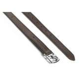 Brown bonded calfskin leather whitaker stirrup leathers with steel roller buckles in havana color