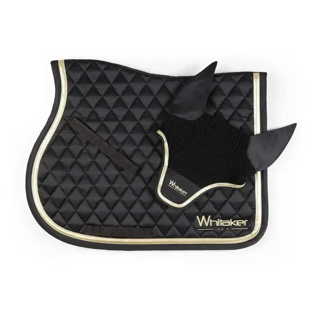Whitaker Thornton Fly Veil Black/Gold Pony/Cob Black/Gold Horse Ear Bonnets