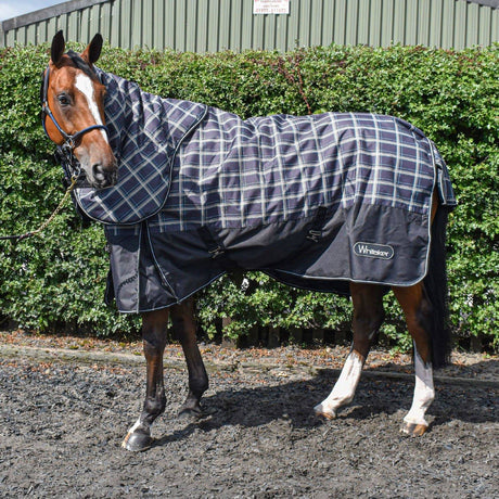 Whitaker Tunstall Turnout Rug Detachable Neck 170gm Turnout Rugs 5' 9" Grey Check Barnstaple Equestrian Supplies