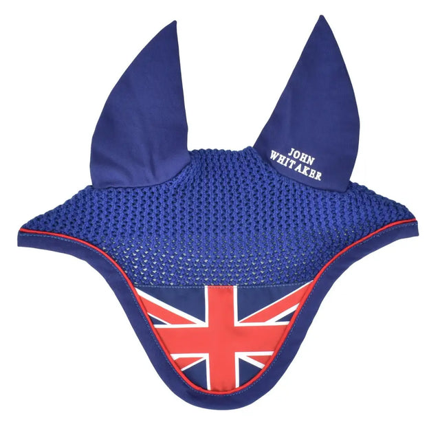 Blue mesh horse ear bonnet whitaker ujfv union jack fly veil with red white union jack design and stitched blue edges