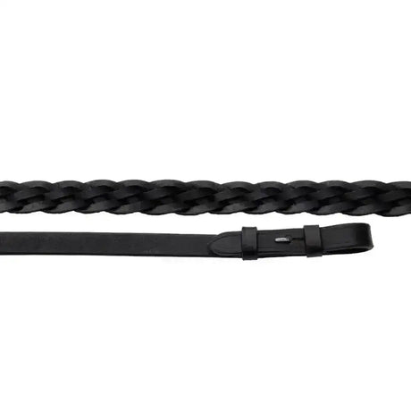 Black braided leather laced reins with smooth strap and buckle from windsor equestrian leather collection