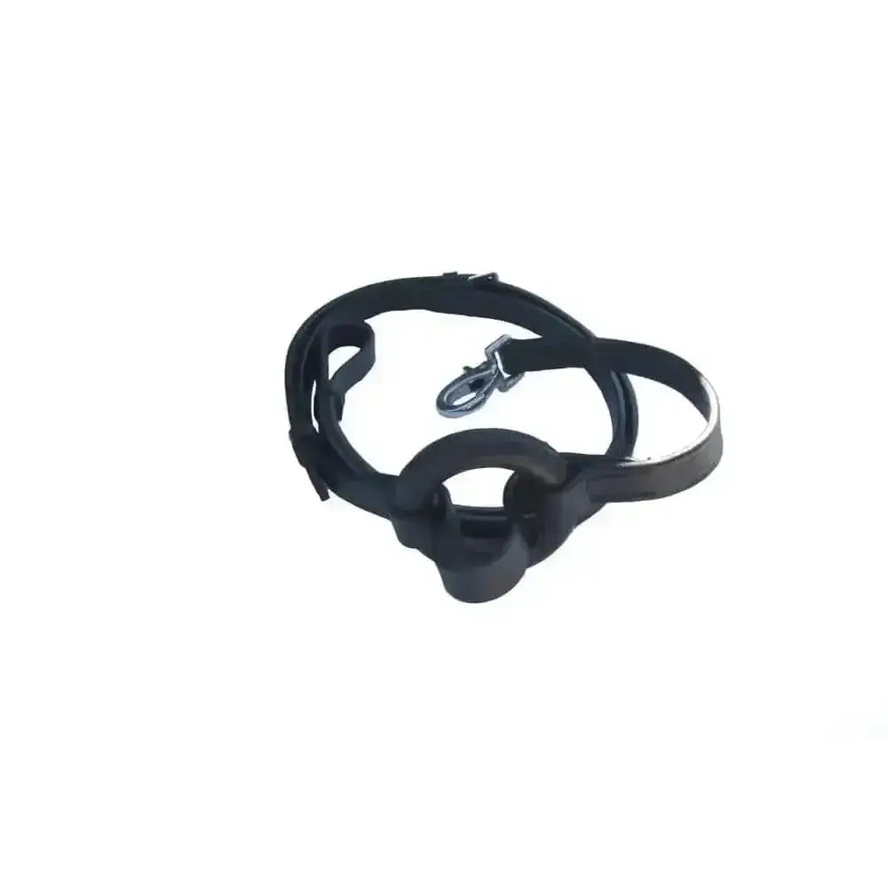 Black leather dog leash with silver snaphook buckle from windsor equestrian leather side reins and rubber ring set