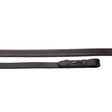 Black leather windsor equestrian rubber riding strap with dotted texture and silver buckle for rubber covered reins