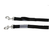 Black nylon windsor nylon elastic side rein pony leash with silver hardware reflective stripe for pony size use