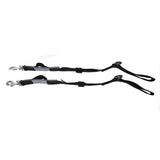 Black windsor nylon elastic rein pony leash with silver metal hardware and reflective strip in pony size