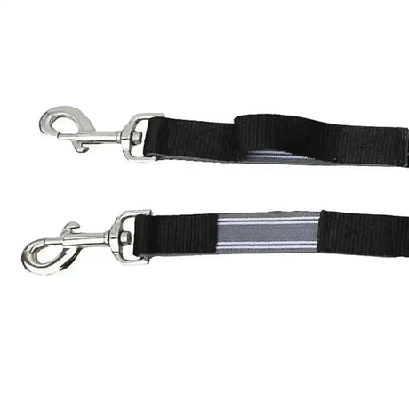 Black windsor nylon elasticated side reins with silver hardware and reflective gray stripe for better visibility