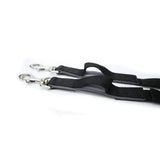 Black windsor nylon elasticated pet leash with silver metal clasps made from durable nylon elasticated fabric