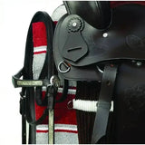 Black leather windsor western saddle with ornate silver conchos and suede seat for comfortable riding gear set