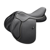 Black leather wintec 500 jump english saddle with supportive deep seat and super-soft panels for added comfort